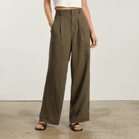 NWT Everlane Linen Way-High Drape Pant in Beech Size 6 Beech - Picture 1 of 9